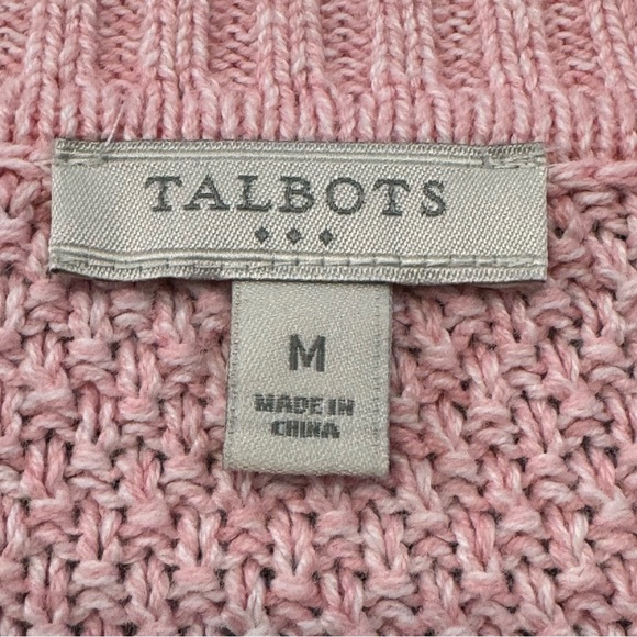 Talbots Pink Cotton Textured Knit Sweater M - Picture 3 of 6